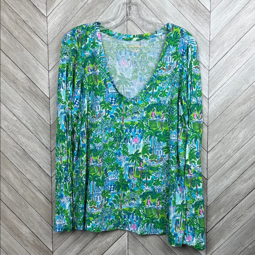 LILLY PULITZER | Jodie Top | Koggala Sri Lanka Vacation Tennis Print XL